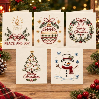 Christmas String Art Greeting Card DIY Kit – 6-Piece Stitching Set