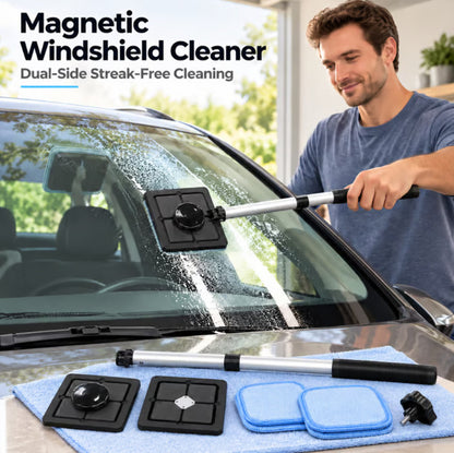 Dual Magnetic Car Windshield Cleaner | Streak-Free Auto Glass Cleaning Kit