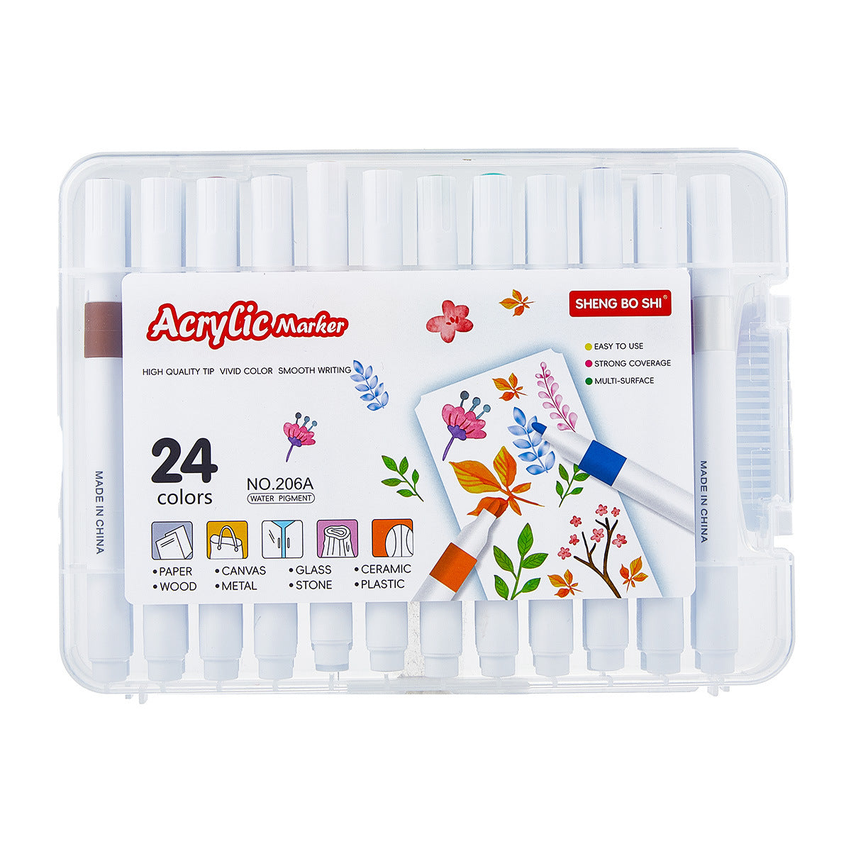 Acrylic Marker Set with Brush Tips (24/36/48/60 Colors) – Includes Portable, Stackable Storage Case