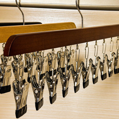 Hang 10 Items Instantly! No-Slip Wooden Multi-Clip Organizer