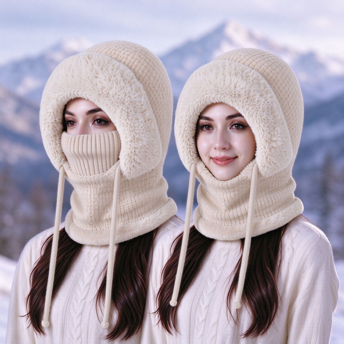 Stay Cozy and Stylish This Winter ❄️2026 Women's Fleece Hooded Winter Cycling Mask and Hat for Cold Weather