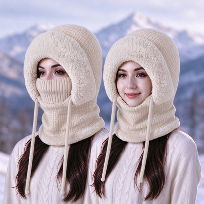 Stay Cozy and Stylish This Winter ❄️2026 Women's Fleece Hooded Winter Cycling Mask and Hat for Cold Weather