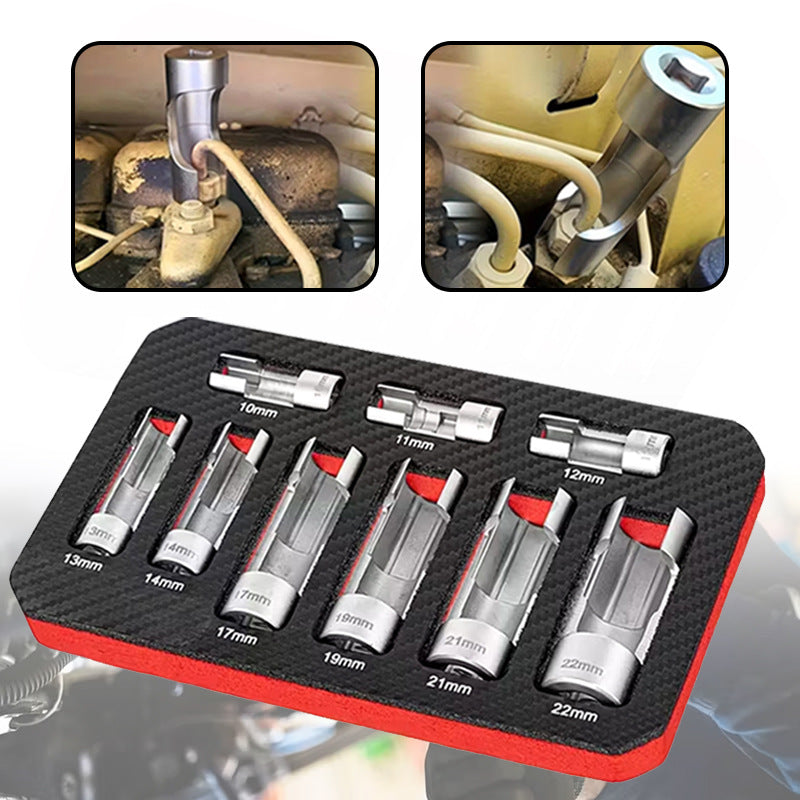 🔥50% OFF🔧9-Piece Flare Nut Socket Set – Slotted Oxygen Sensor & Diesel Injector Line Sockets, The Workshop Kit That Makes Awkward Auto Repairs Easier 🛠️