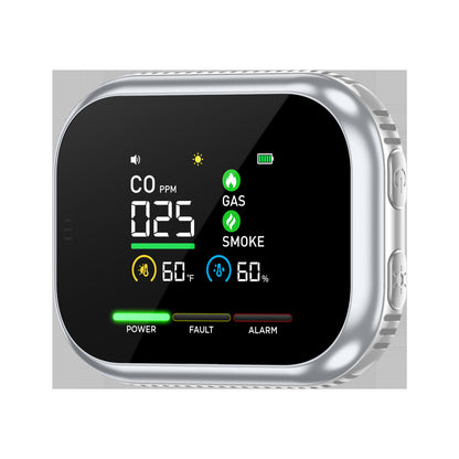 🚨 Smart 6-in-1 Gas Detector – CO Smoke & Gas Leak Alarm With LCD Display