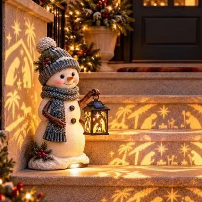 ⛄ Last Day 49% Snowman Nativity Glow™ – Solar Christmas Step Light with Holy Family Projection！！！