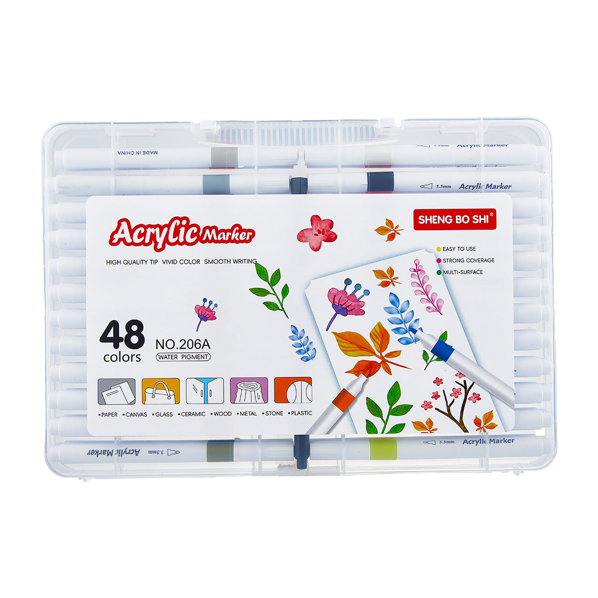 Acrylic Marker Set with Brush Tips (24/36/48/60 Colors) – Includes Portable, Stackable Storage Case