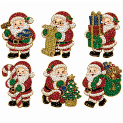 6pcs DIY Santa Claus Diamond Painting Fridge Magnet