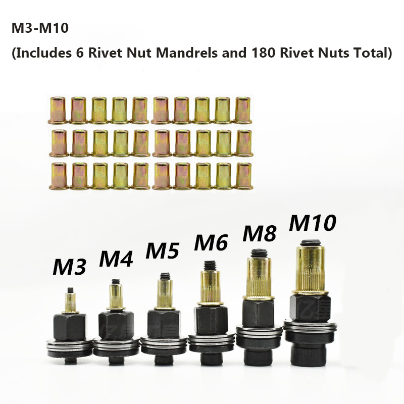 Manual Rivet Nut Tool Kit M3-M12 – Hand Rivet Nut Setter for Metal, Auto & DIY