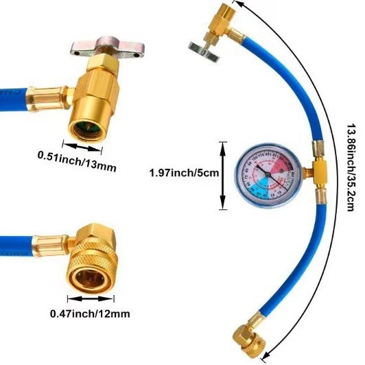 🔧 ❄️ R134a AC Refrigerant Charging Hose with Gauge – Leak-proof, easy read & compatible with cars, trucks or home AC – safe DIY recharge 🚗