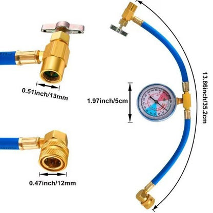 🔧 ❄️ R134a AC Refrigerant Charging Hose with Gauge – Leak-proof, easy read & compatible with cars, trucks or home AC – safe DIY recharge 🚗