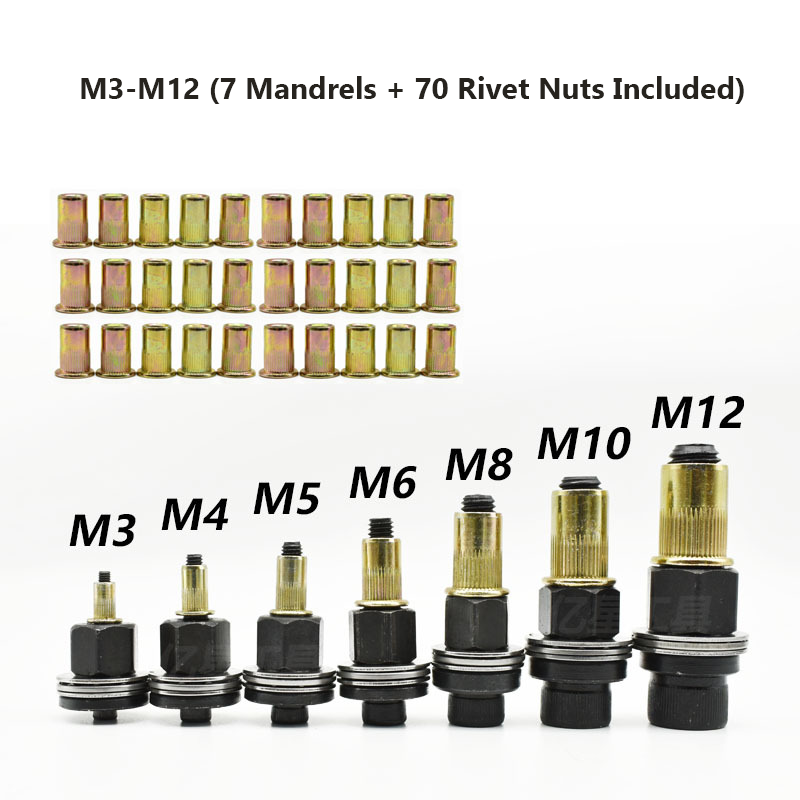 Manual Rivet Nut Tool Kit M3-M12 – Hand Rivet Nut Setter for Metal, Auto & DIY