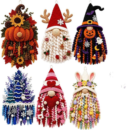 🧶 DIY Seasonal Crochet Door Hanger Kit – 6 Handmade Holiday Designs for Year-Round Home Decor
