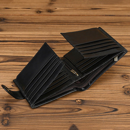 Billetera Bifold de Cuero de Vaca de Grano Superior para Hombre – Diseño Clásico, Amplio Almacenamiento