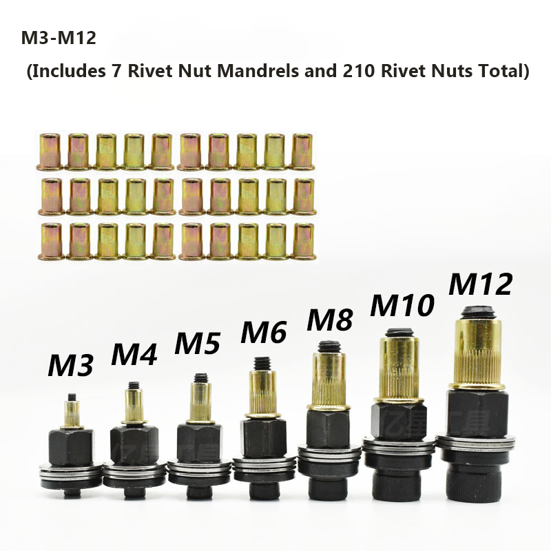 Manual Rivet Nut Tool Kit M3-M12 – Hand Rivet Nut Setter for Metal, Auto & DIY