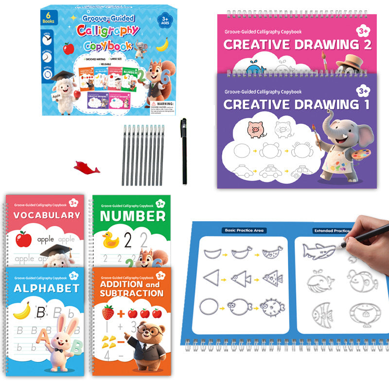 🔥 50% OFF!! ✍️ Magic Grooved Copybook Writing Practice Set – Reusable, Fun & Helps Improve Handwriting 📚✨