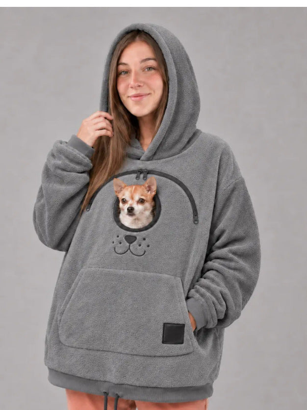 ⏰LAST DAY 50% OFF 🐾 Cozy Pet Carrier Hoodie — Built-In Pouch for Cats & Small Dogs
