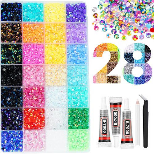 40,000 rhinestones in 40 colors, 3mm jelly-like flat bottom, sparkling set