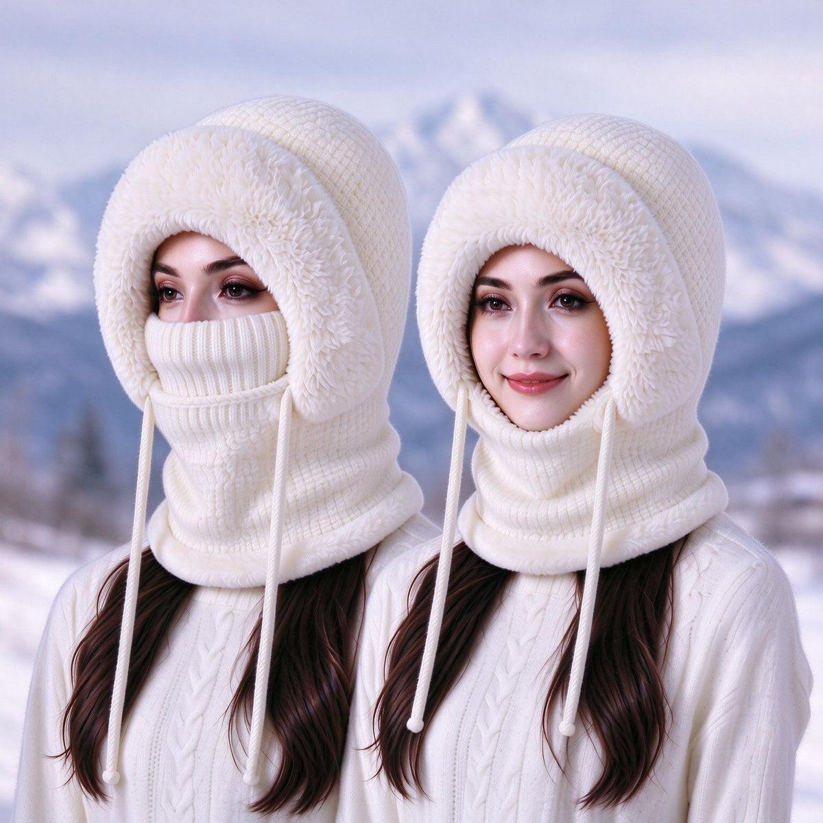 Stay Cozy and Stylish This Winter ❄️2026 Women's Fleece Hooded Winter Cycling Mask and Hat for Cold Weather