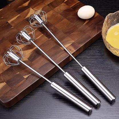 Stainless Steel Semi-Automatic Egg Whisk for Baking and Cooking