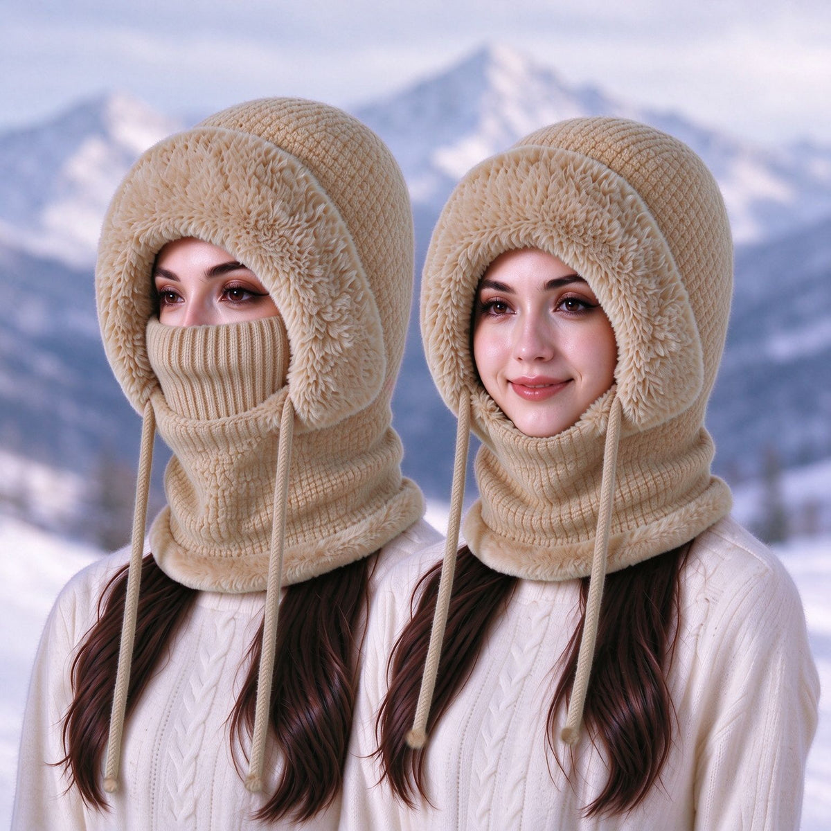 Stay Cozy and Stylish This Winter ❄️2026 Women's Fleece Hooded Winter Cycling Mask and Hat for Cold Weather