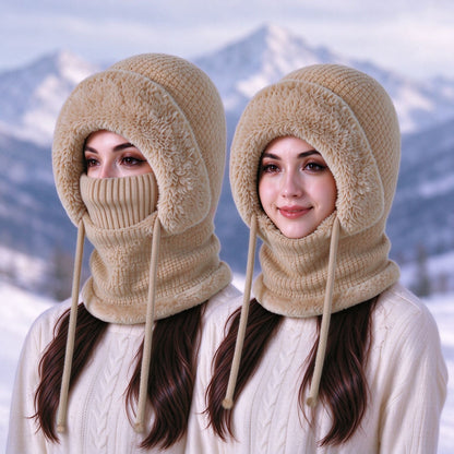 Stay Cozy and Stylish This Winter ❄️2026 Women's Fleece Hooded Winter Cycling Mask and Hat for Cold Weather