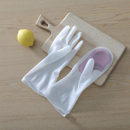 Dishwashing Gloves with Built-In Silicone Scrubber!!!
