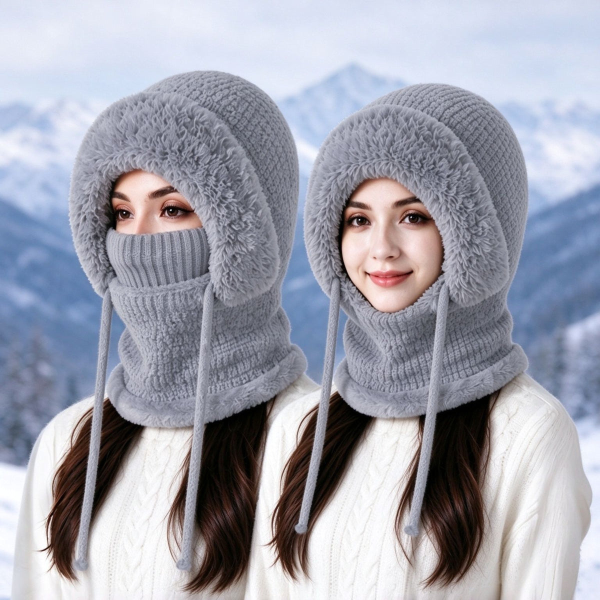 Stay Cozy and Stylish This Winter ❄️2026 Women's Fleece Hooded Winter Cycling Mask and Hat for Cold Weather