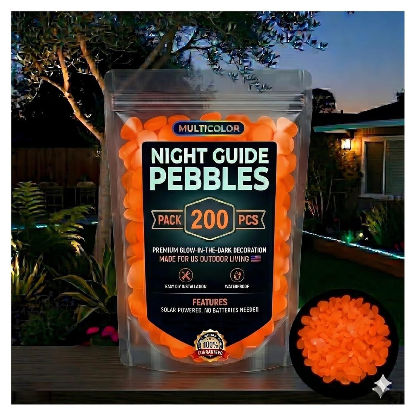 Colorful Glow in the Dark Garden Stones – Luminous Pebbles for Garden, Aquarium & Outdoor Decor