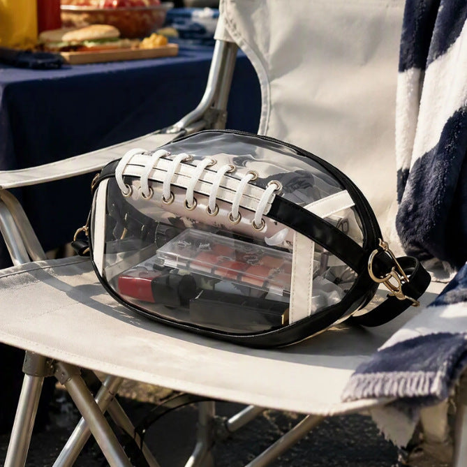 🏈 Clear Football-Shaped Crossbody Bag✨