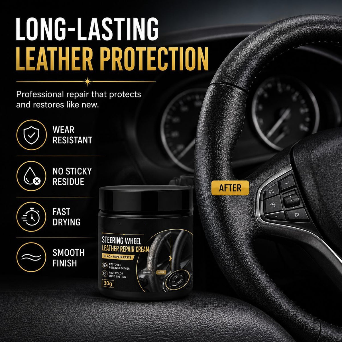 🔥Limited-time 50% off sale!🔥Leather Repair Cream for Steering Wheels