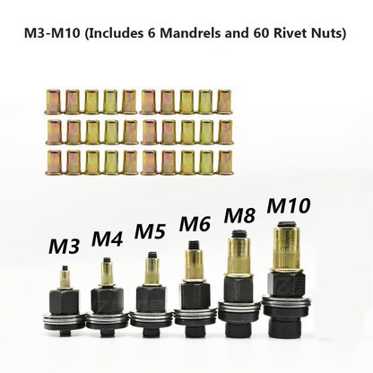 Manual Rivet Nut Tool Kit M3-M12 – Hand Rivet Nut Setter for Metal, Auto & DIY