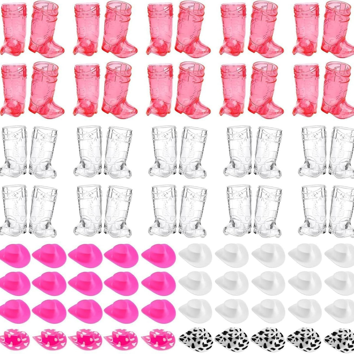 🤠 40-Pack Cowboy Boot Shot Cups with Iridescent Hats – Western Party Set