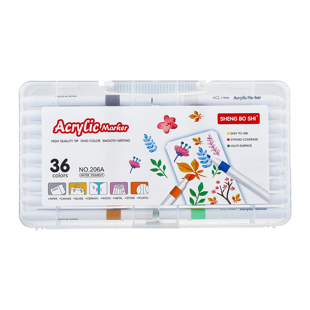 Acrylic Marker Set with Brush Tips (24/36/48/60 Colors) – Includes Portable, Stackable Storage Case