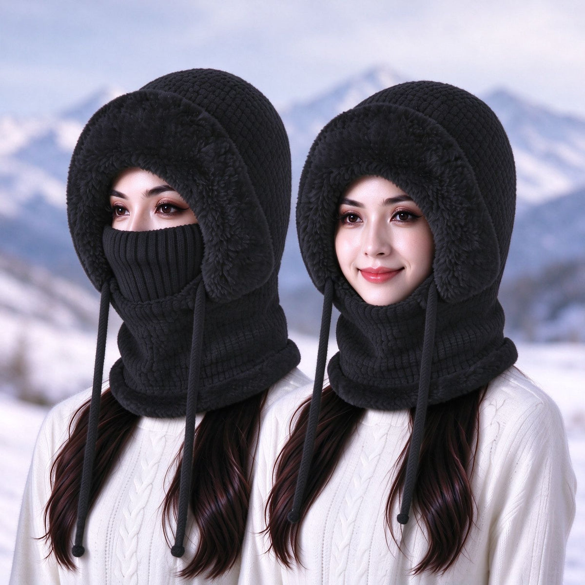 Stay Cozy and Stylish This Winter ❄️2026 Women's Fleece Hooded Winter Cycling Mask and Hat for Cold Weather