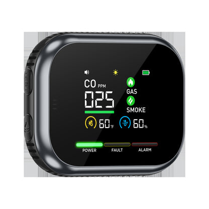 🚨 Smart 6-in-1 Gas Detector – CO Smoke & Gas Leak Alarm With LCD Display