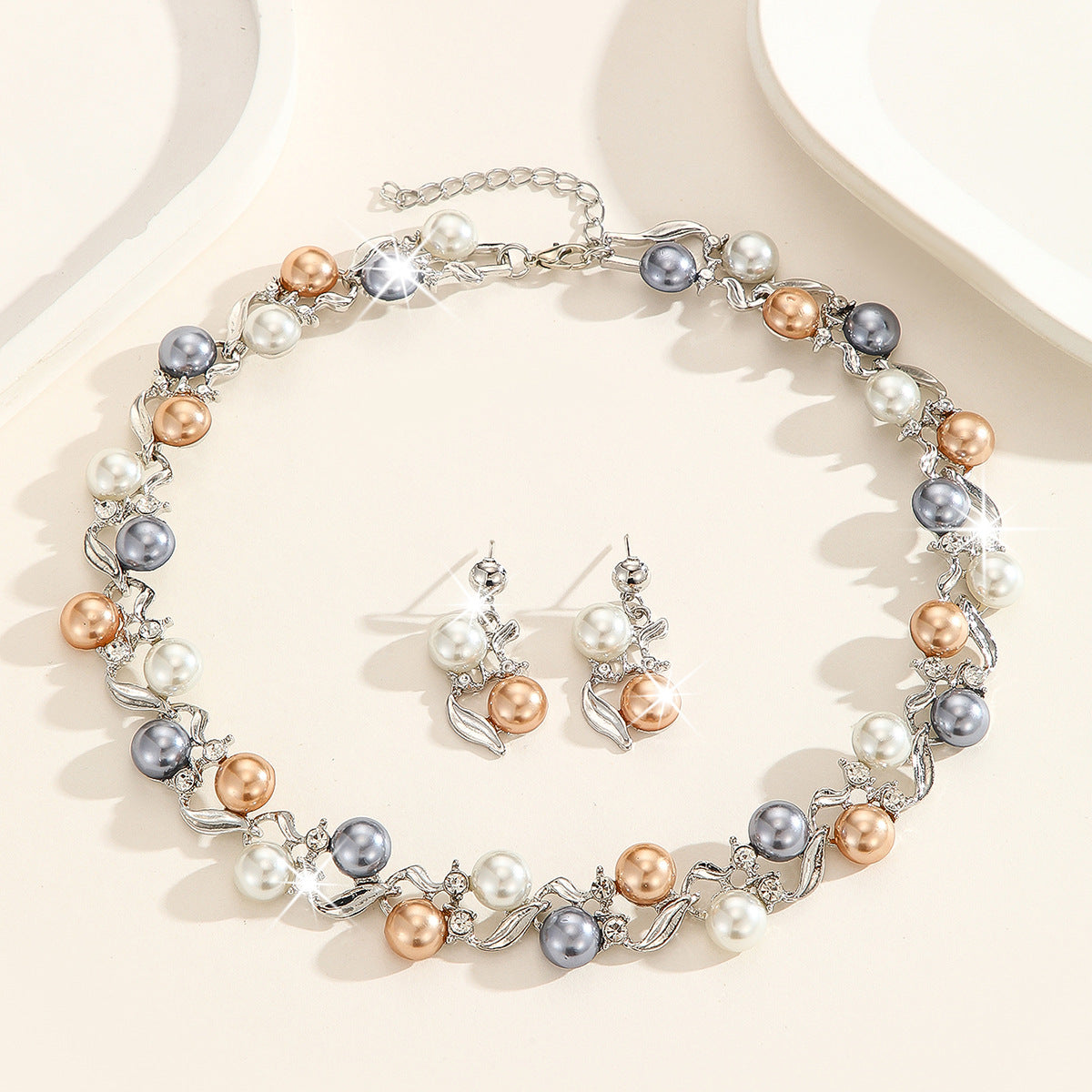 📢📢 50% OFF🌸Vintage Floral Jewelry Set – 2-Piece Leaf & Flower Bridal Accessories for Women