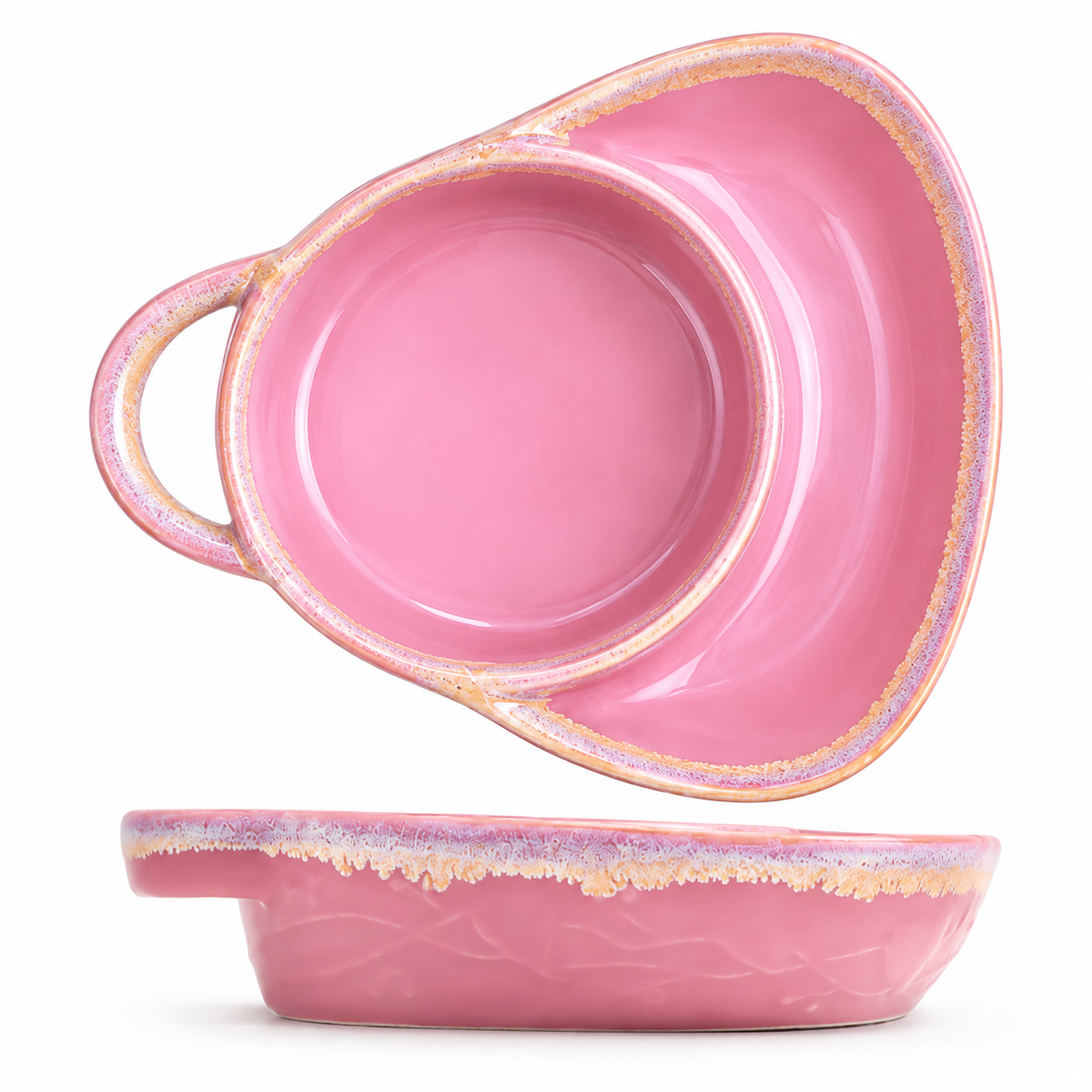 Retro Ceramic Divided Baking Dish with Single Handle