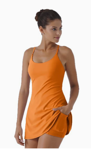 Vestido de tenis atlético de tirantes finos para mujer con pantalón corto incorporado