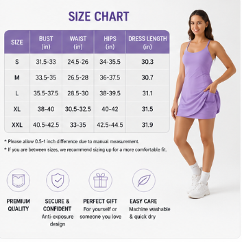Vestido de tenis atlético de tirantes finos para mujer con pantalón corto incorporado