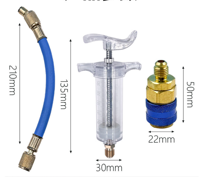 Kit Inyector de 30ml de Aceite y Tinte para AC – Conexión Rápida para Sistemas Automotrices y de HVAC