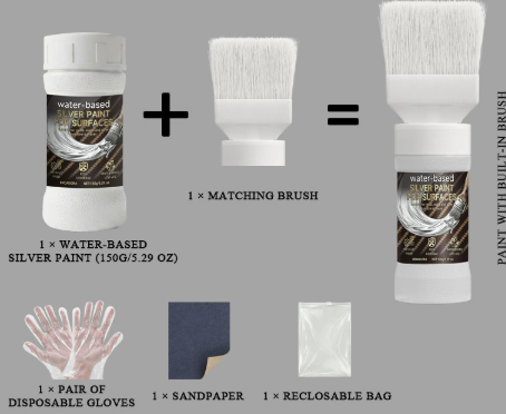 Water-Based Silver Paint for Metal & Wood