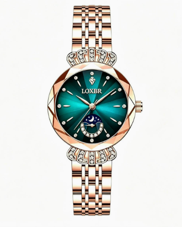 👑 Luxurious Rose Gold Crystal Quartz Watch – Diamond Cut Vintage Wristwatch ✨