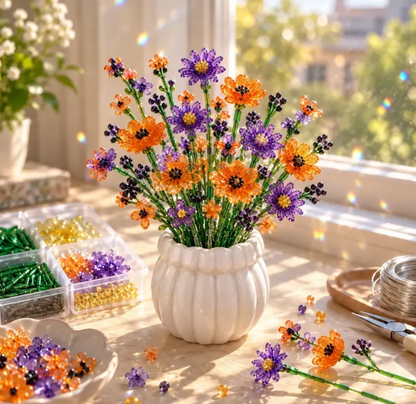 🌼✨DIY Beaded Wildflower Bouquet Kit – Handmade Crystal Flower Craft Set🌸✨