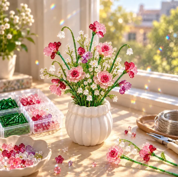🌼✨DIY Beaded Wildflower Bouquet Kit – Handmade Crystal Flower Craft Set🌸✨