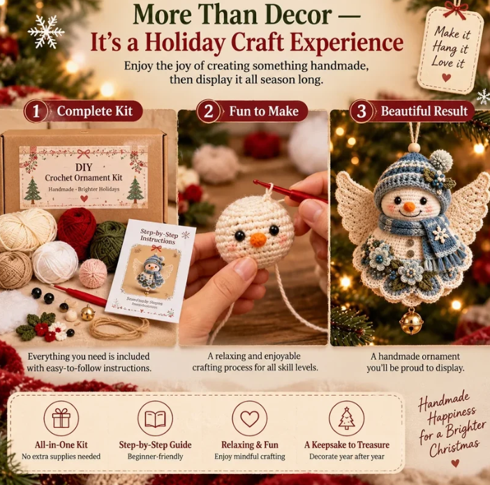 🎄 Diy Crochet Christmas Angel Ornament Kit – Make, Hang & Treasure✨