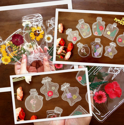 40pcs Transparent Dried Flower Bookmarks-DIY Gifts Bookmarks