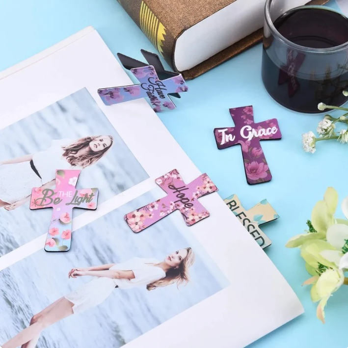 📖16 Pcs Magnetic Cross Bookmarks Gifts for Bible Study, Readers, Teachers, Students🌸✝️