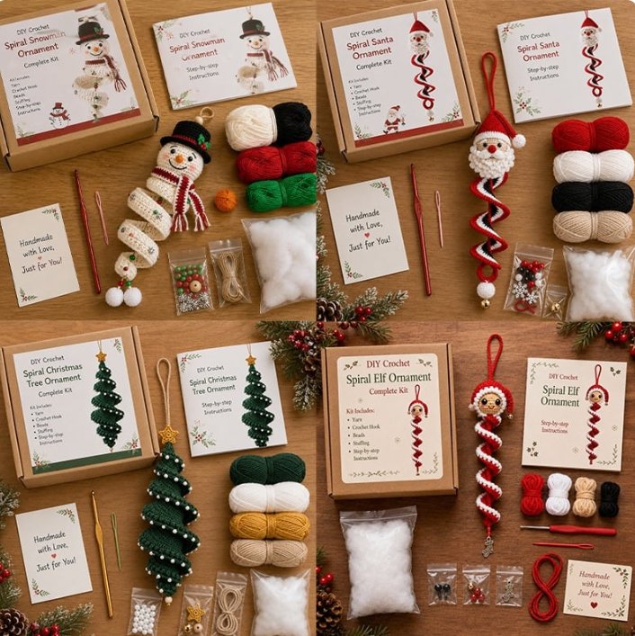 🔥Last Day 50% OFF - 🎅🌲Crochet Snowman Spiral Oranment DIY Kit