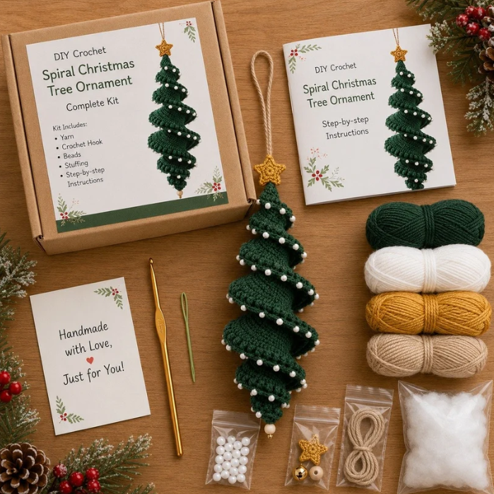 🔥Last Day 50% OFF - 🎅🌲Crochet Snowman Spiral Oranment DIY Kit