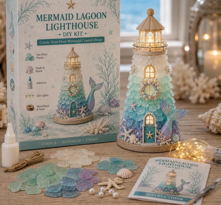 ⏳ Last Day 49% OFF – 🌊 Beginner-Friendly DIY Lighted Sea Glass-Style Lighthouse Kit Collection | Complete Kit with Sea Glass-Style Pieces, LED Lights & Step-by-Step Guide Included 💕
